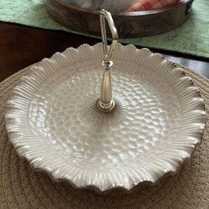 Vintage Calif Orig USA serving dish w handle Cream Colored